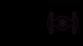 Glowing neon line Cosmic ship icon isolated on black background. 4K Video motion graphic animation.