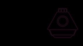 Glowing neon line Space capsule icon isolated on black background. 4K Video motion graphic animation.