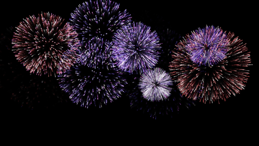 Seamless loop fireworks celebration, Alpha channel  ready, isolated transparent background. 