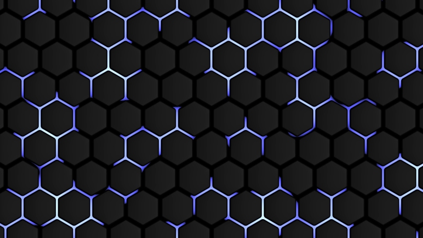 Geometric hexagon glow 3d illustration background, abstract technology tiles with light flowing can be used for template or wallpaper | Shutterstock HD Video #1096630919