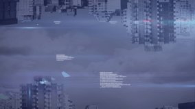 Animation of data processing and light spots against aerial view of cityscape with shadow effect. Computer interface and business technology concept - Powered by Shutterstock - Get 15% off with code: PIKWIZARD15