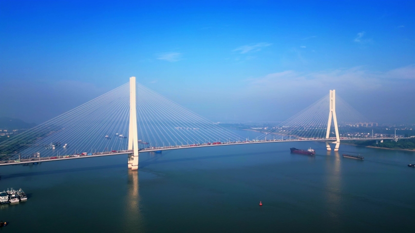 Aerial Scenery of Baguazhou Yangtze River Bridge in Nanjing, China
