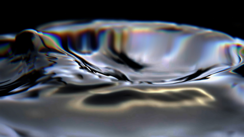 Metal liquid surface waving. Abstract fluid mercury in slow motion. Dark water surface flow background. Abstract Liquid Colorful Motion background. Royalty-Free Stock Footage #1096637793
