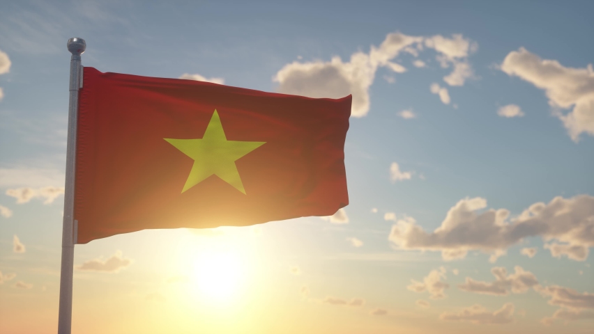 Vietnam flag waving in the wind. National flag of Vietnam