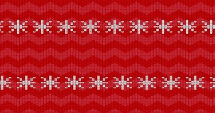 Christmas and New Year holidays season background red ugly sweater with white snowflakes, animated video. Animation of Winter knitted sweater pattern.