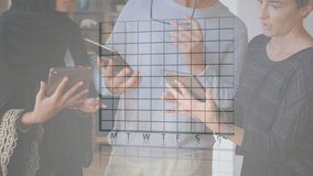 Animation of statistical data processing over diverse male and female colleagues discussing. Business data technology concept - Powered by Shutterstock - Get 15% off with code: PIKWIZARD15