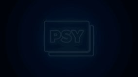 Glowing neon line Psychology icon isolated on black background. Psi symbol. Mental health concept, psychoanalysis analysis and psychotherapy. 4K Video motion graphic animation.