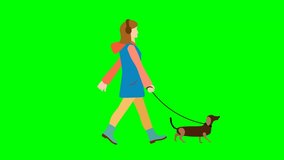 Girl Walking with Dog – Looping 2D Animation Circle on Green Screen, Hand-Drawn in Moho (No AI) - Powered by Shutterstock - Get 15% off with code: PIKWIZARD15