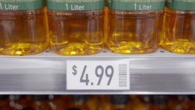 Rising prices cost of living interest rate tax raise crisis concept. Global CPI index data number surge up high in grocer market by cooking oil food supply chain issues at retail store grocery mall. - Powered by Shutterstock - Get 15% off with code: PIKWIZARD15