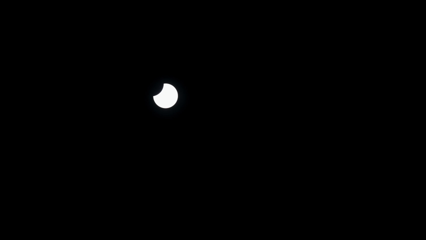 Time lapse of partial solar eclipse on a dark night. Royalty-Free Stock Footage #1096689735