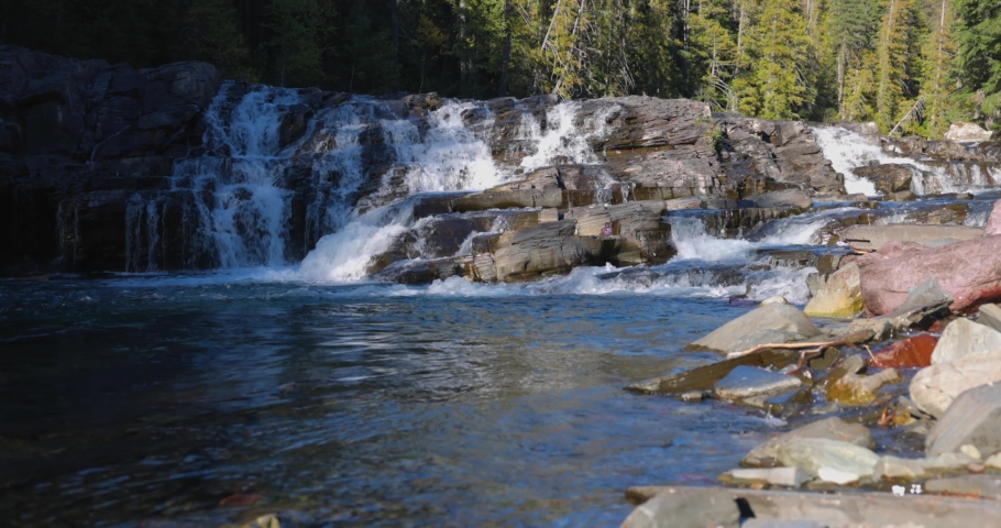 Beautiful rivers and waterfalls in west glacier, Montana
