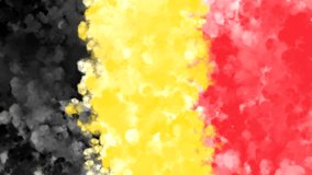 abstract colorful Belgium flag theme with colorful black yellow red watercolor art hand drawn illustration background. Seamless 4K looping motion video background