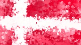 abstract colorful Denmark flag theme with colorful white red watercolor art hand drawn illustration background. Seamless 4K looping motion video background