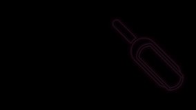 Glowing neon line Scoop flour icon isolated on black background. 4K Video motion graphic animation.