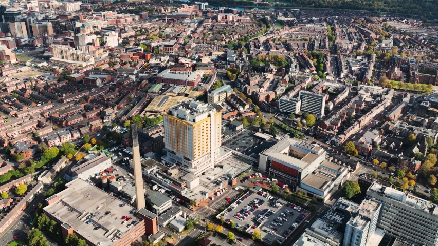 Aerial Video of Belfast City Hospital Belfast City Northern Ireland