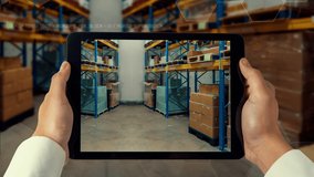 Augmented reality technology system in deft smart warehouse identify package picking and delivery . Future concept of supply chain and logistic business . - Powered by Shutterstock - Get 15% off with code: PIKWIZARD15