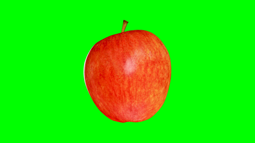 Fresh Apple Spinning on greenscreen background. Looping spinning Apple, Realisitc 3d Rendering Royalty-Free Stock Footage #1096706615