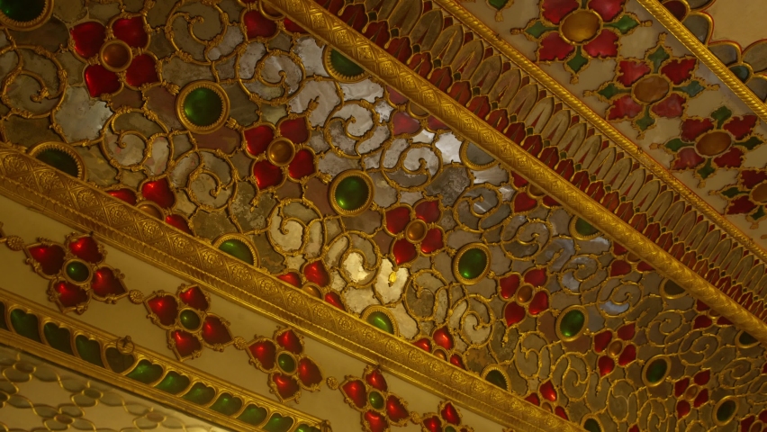 Golden architecture in the royal city palace at jaipur, rajasthan, india.