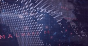 Animation of multiple words, letters, number and symbols over qr code against dots forming map. Digitally generated, hologram, global, password, security, barcode and technology concept. - Powered by Shutterstock - Get 15% off with code: PIKWIZARD15