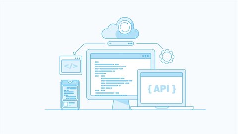 API integration, Application programming interface, Seamless data sharing between software, apps and devices - 2D animation video clip – Video có sẵn