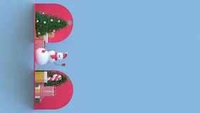 Animated Christmas and new year blue card with holiday icons. Blank space for text, vertical orientation, seamless loop, 3d rendering - Powered by Shutterstock - Get 15% off with code: PIKWIZARD15