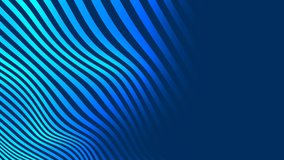 Blue animated background. Random wave movement of lines, bands. Music track. Ripple of tapes. Hypnosis. Computer screensaver for technology, presentations, business, intro, sale. 4k