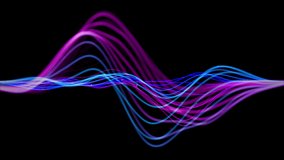 Abstract flowing smooth fractal waves background. Digital network. Seamless loop animation