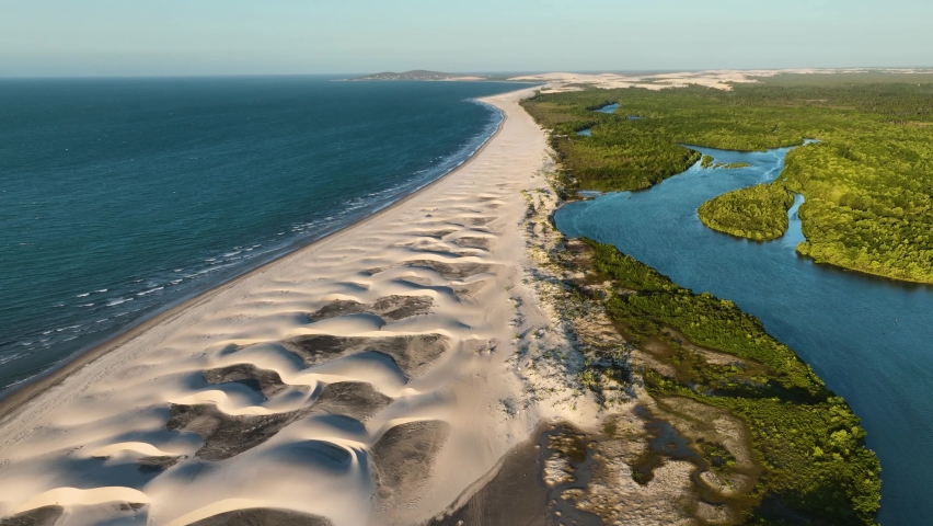 Creeping sand dunes into wetland area - Jericoacoara coastline, Brazil | Shutterstock HD Video #1096743501