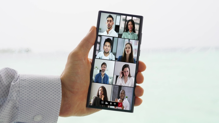 Video Conferencing Training Elearning Videochat On Mobile Phone
