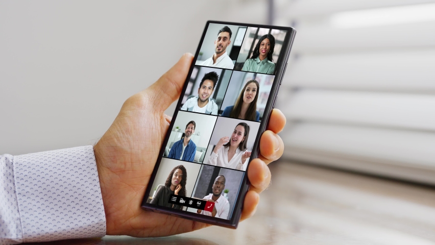 Video Conferencing Training Elearning Videochat On Mobile Phone