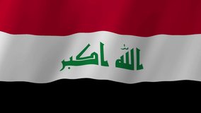 Iraq flag waving animation. seamless loop animation flag video waving in wind. suitable for videos independence day or other holidays