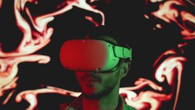 european man in metaverse virtual reality game