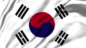 South Korea Waving Flag, South Korea Flag, Flag of South Korea Waving Animation, South Korea Flag 4K Footage