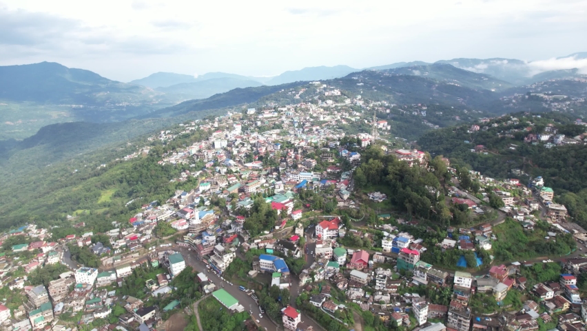 Cloudy aerial view of Kohima town Royalty-Free Stock Footage #1096769331