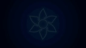 Glowing neon line Flower icon isolated on black background. Sweet natural food. 4K Video motion graphic animation.