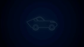 Glowing neon line Car icon isolated on black background. 4K Video motion graphic animation.
