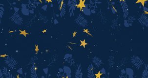 Animation of merry christmas text over stars. Christmas, celebration and digital interface concept digitally generated video.