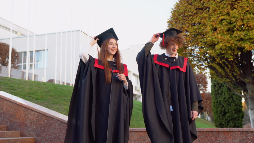 The guy and girl graduates of the master