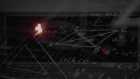 Animation of fire over mathematical equations and diagrams against black background. Education and science concept - Powered by Shutterstock - Get 15% off with code: PIKWIZARD15