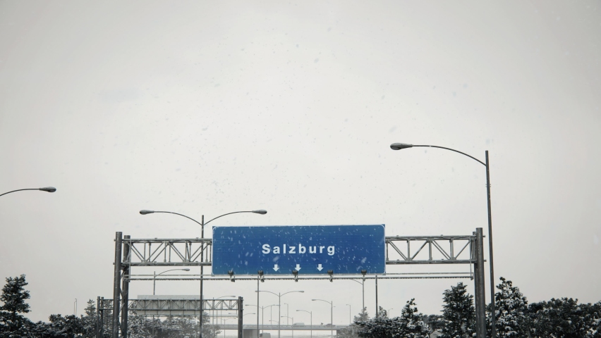 Airplane Landing Salzburg in Christmas. 3D Illustration