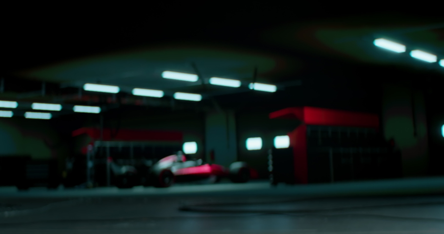 Silhouette of a racing pilot entering the pitlane garage with sports car prepared for a race Royalty-Free Stock Footage #1096790839