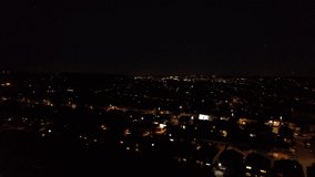 High Angle Footage of illuminated City at Night
