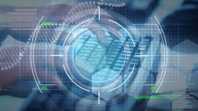 Animation of data processing and scope scanning with dna strand over hands typing on keyboard. Global technology, computing and digital interface concept digitally generated video. - Powered by Shutterstock - Get 15% off with code: PIKWIZARD15