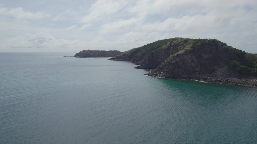 Tropical Paradise With Rocky Shore On Great Keppel Island, Shire of Livingstone, Queensland, Australia. Aerial Drone