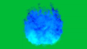 Blue fire burning illustration on green screen or chroma key background. Seamless 4K animation video background.
