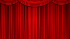 Loop video of the stage curtain with the top decoration swaying (red)