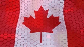 Wavy Canadian flag.
It consists of three-dimensional symmetrical pentagonal shapes with reflections that give it a stunning appearance that can be used as a background for sports-related materials.