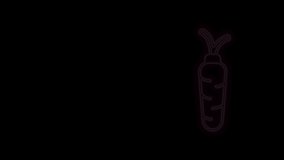 Glowing neon line Carrot icon isolated on black background. 4K Video motion graphic animation.