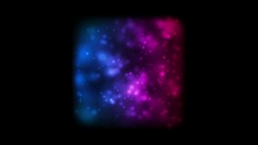 Blue and ultraviolet square, glowing bokeh lights abstract background. Seamless looping neon motion design. Video animation Ultra HD 4K 3840x2160