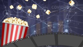 Animation of data processing and popcorn over network of connections. Global business and digital interface concept digitally generated video. - Powered by Shutterstock - Get 15% off with code: PIKWIZARD15